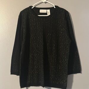 Alfred Dunner Black Sweater with Gold Detailing Size Large